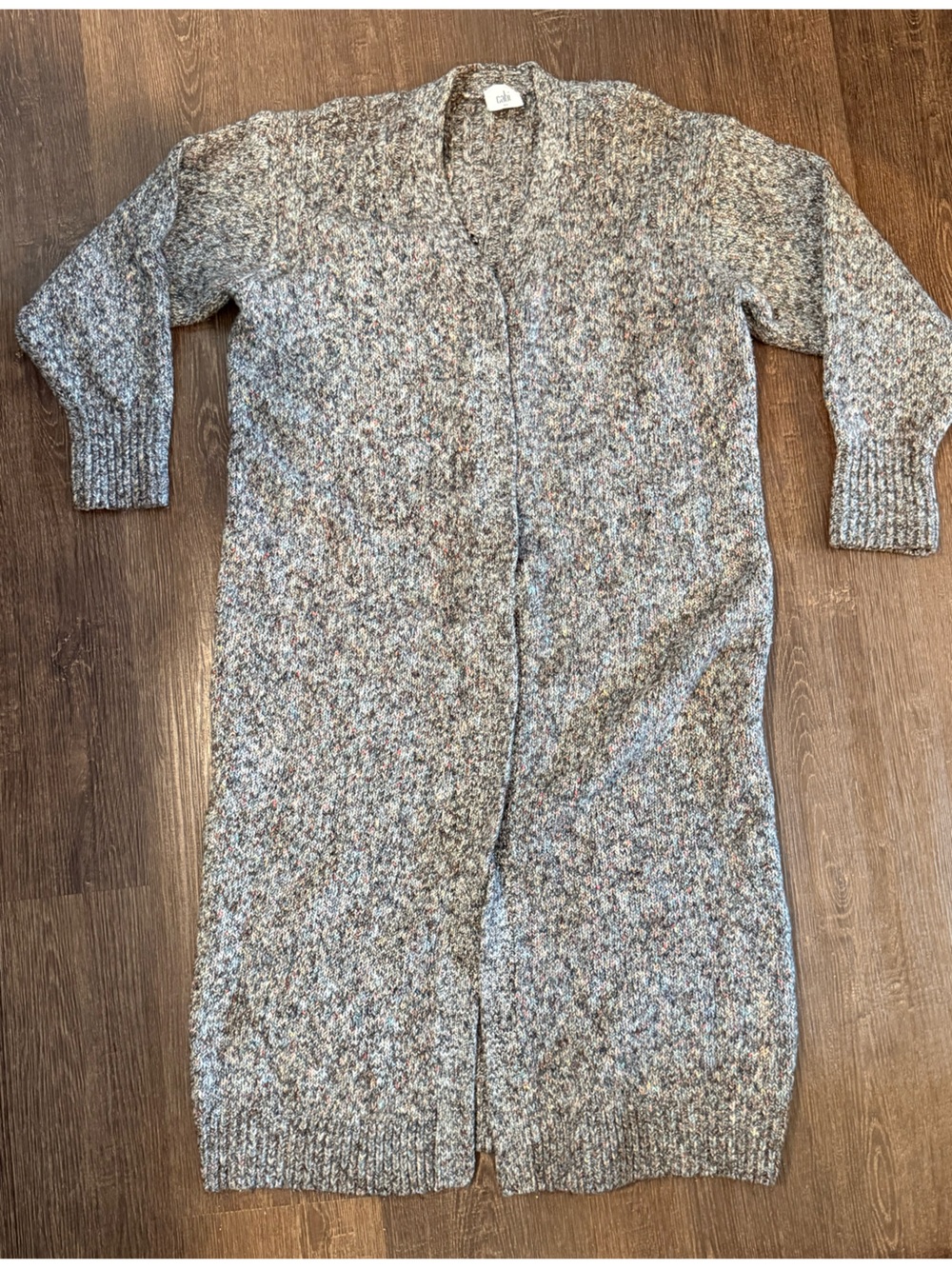 CAbi Cozy Neutral Speckled Knit Women's long Cardigan Sz xs